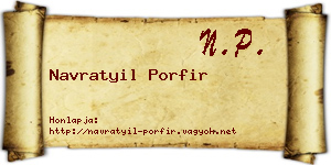 Navratyil Porfir névjegykártya